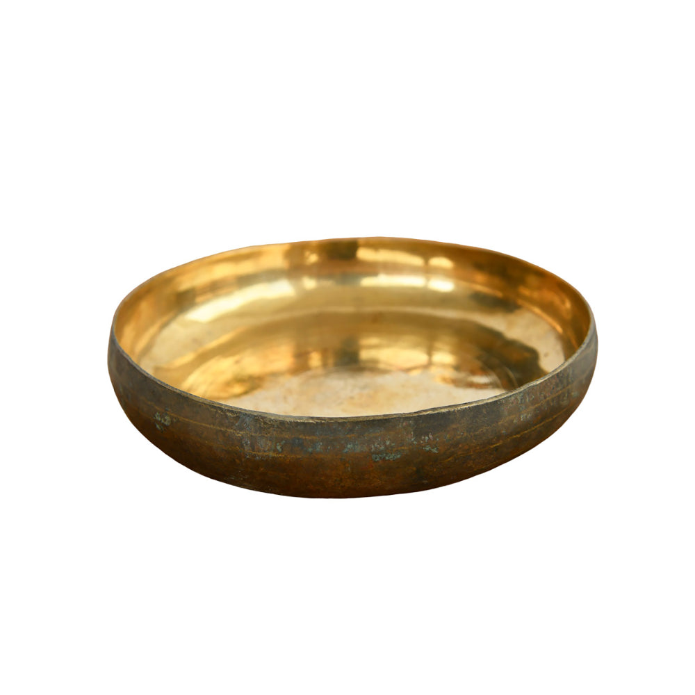 Rare Antique Brass Serving Bowl - Main Image