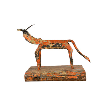 Authentic Antique Iron Reindeer Decorative Sculpture