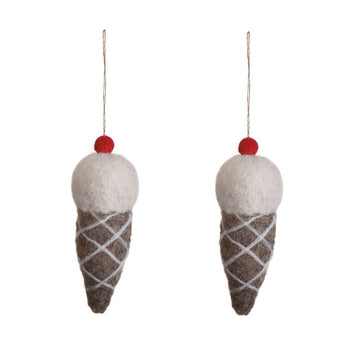 Ice Cream Cone Ornament Set Of 2