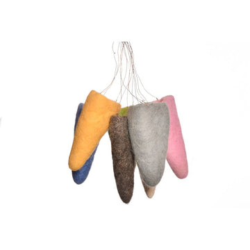 Needle Felted Cone Ornament Set Of 7