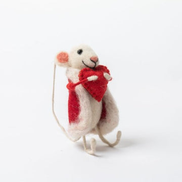 Mice With Red Jacket Heart Ornament