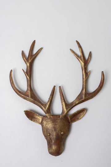 Vintage Gold Reindeer Iron Wall Mount