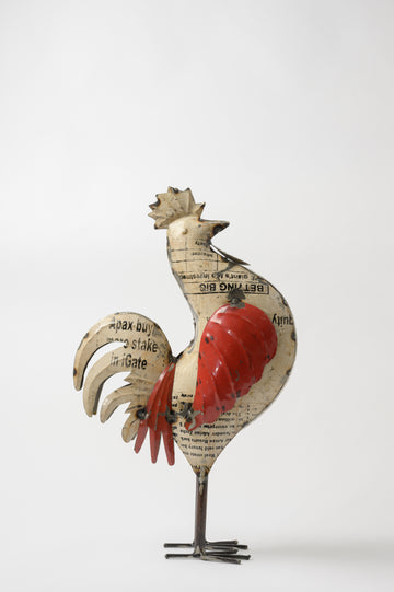 Recycled Iron Rooster Large