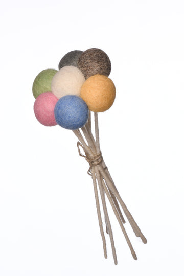 New Zealand Wool Flower Ball Stick For Bouquet (Set Of 7)
