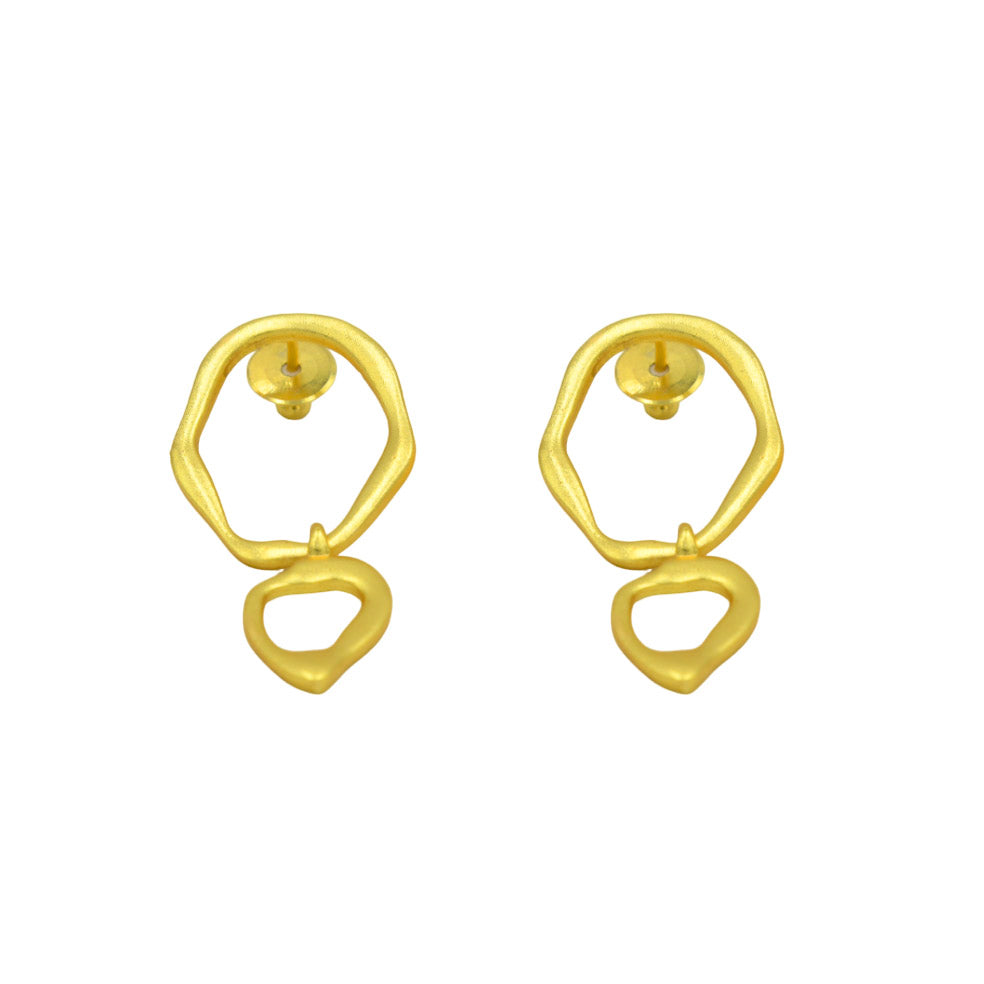 Wavy Dual Loop Brass Stud Earring