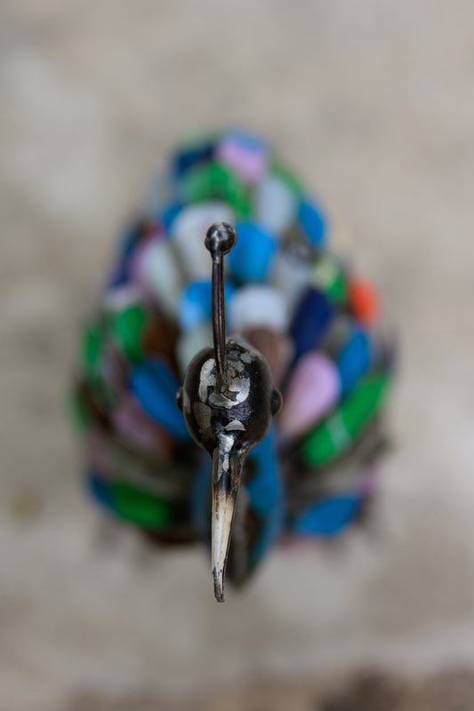 Recycled Iron Vintage Peacock Figurine