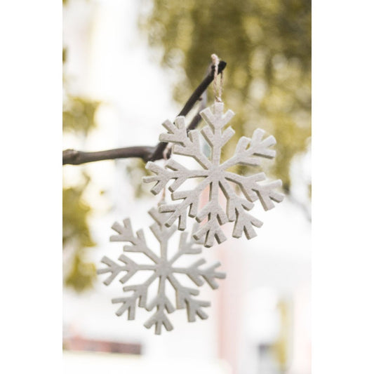 Snowflake Hanging Ornament Set Of 2