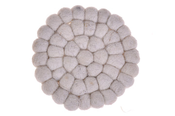 New Zealand Wool Ball Coasters White