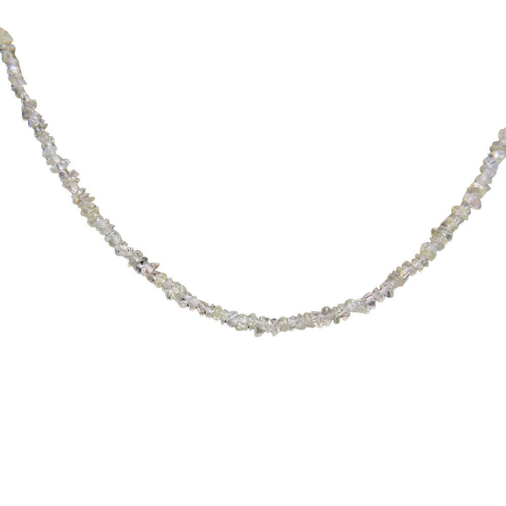 White Rough Diamond Bead Necklace with Silver Clasp