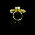 Aquamarine Brass Flash Gold Plating Floral Ring - DeKulture DKW-841-AR