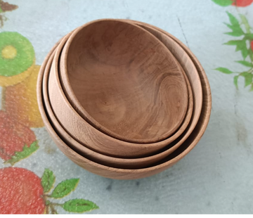 Rohida Wood Jain Monk Bowls(Round) Set of 4