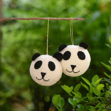 Felted Panda Ornaments Set Of 2