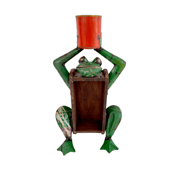 Frog With Flower Pot With Brick Mold - DeKulture DKW-17163-RIF