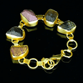 Multi Color Tourmanline Rough Gemstone Bracelet - DeKulture DKW-1056-BRJ