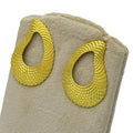 Uneven Textured Oval Gold Brass Plated Earring - DeKulture DKW-1307-SEJ